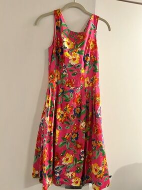 Kate Spade Bright Pink Floral Sleeveless Summer Dress